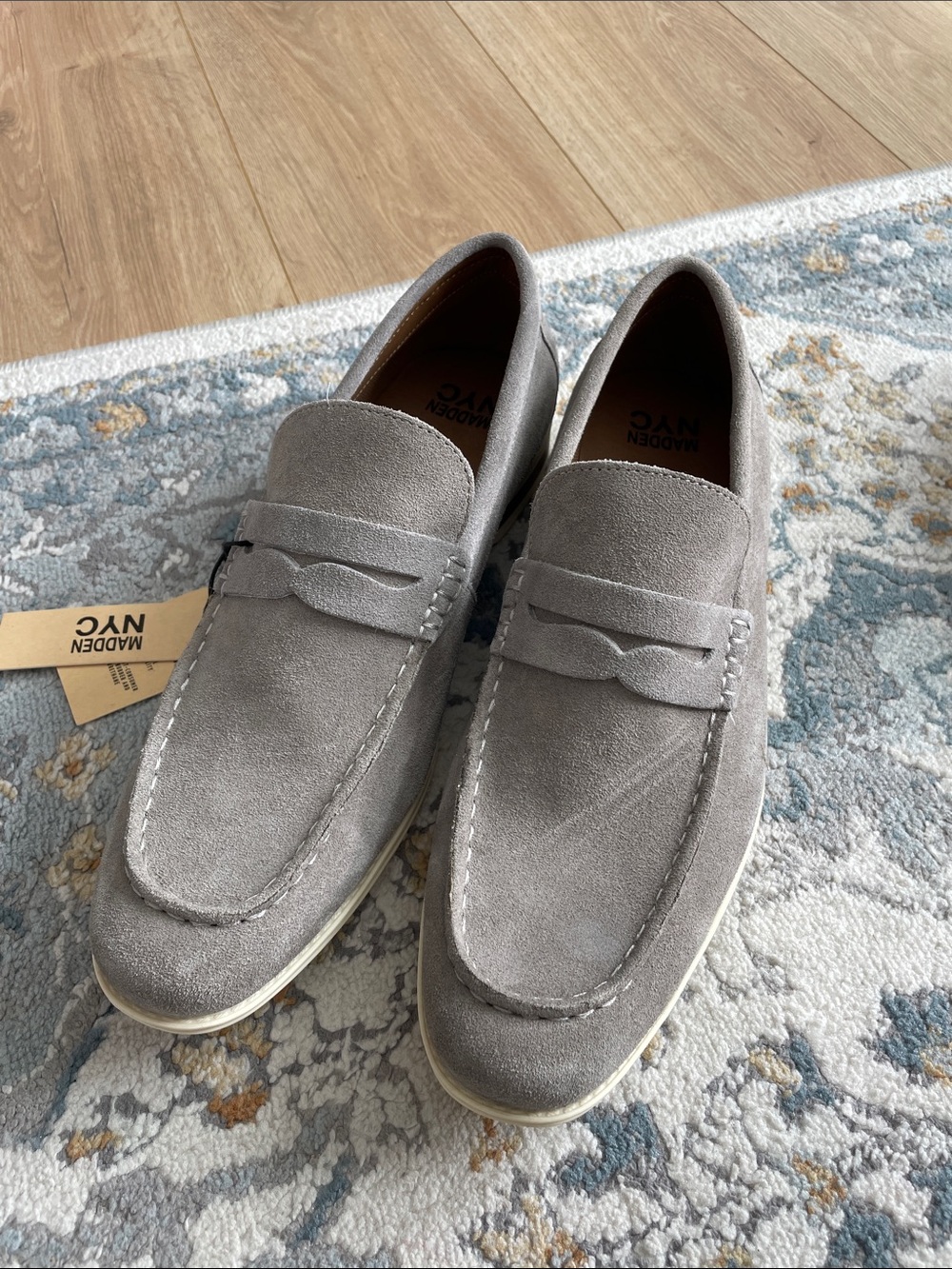 Men's Light Gray Suede Penny Loafers size 11.5